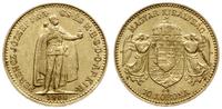 10 koron 1908 KB, Kremnica, złoto 3.38 g, ładnie