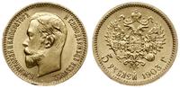 5 rubli 1903 АР, Petersburg, złoto 4.30 g, wyśmi