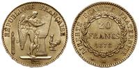 20 franków 1878, Paryż, złoto 6.44 g, bardzo ład