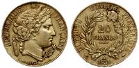 20 franków 1851, Paryż, złoto 6.42 g, Fr. 566, G