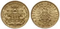 20 marek 1878 J, Hamburg, złoto 7.96 g, bardzo ł