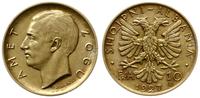 10 Franga Ari 1927 R, Rzym, złoto 3.20 g, piękni
