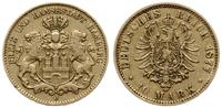 10 marek 1877 J, Hamburg, złoto 3.94 g, AKS 42, 
