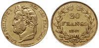 20 franków 1847 A, Paryż, złoto 6.43 g, Fr. 560,