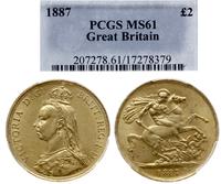 2 funty 1887, Londyn, złoto 15.98 g, moneta w pu