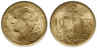 10 franków 1922 B, Berno, złoto 3.23 g, piękne, 