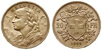 20 franków 1902 B, Berno, złoto 6.44 g, piękne, 