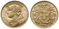 20 franków 1922 B, Berno, złoto 6.44 g, piękne, 