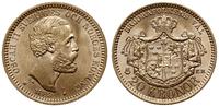 20 koron 1889, Sztokholm, złoto 8.96 g, piękne, 