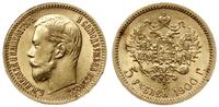 5 rubli 1900 ФЗ, Petersburg, złoto 4.29 g, piękn