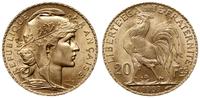 20 franków 1909, Paryż, złoto 6.45 g, wyśmienite