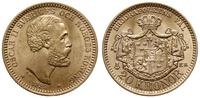 20 koron 1889, Sztokholm, złoto 8.96 g, pięknie 
