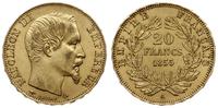 20 franków 1855 A, Paryż, złoto 6.44 g, bardzo ł