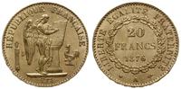 20 franków 1876 A, Paryż, złoto 6.46 g, bardzo ł