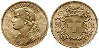 20 franków 1913 B, Berno, złoto 6.44 g, piękne, 