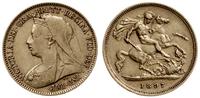 1/2 funta 1897 S, Sydney, złoto 3.95 g, rzadkie,