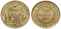 20 franków 1877 A, Paryż, złoto 6.45 g, piękne, 