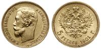 5 rubli 1901 (ФЗ), Petersburg, złoto 4.30 g, bar