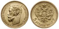 5 rubli 1901 (ФЗ), Petersburg, złoto 4.29 g, bar