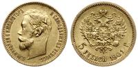 5 rubli 1901 (ФЗ), Petersburg, złoto 4.29 g, ład
