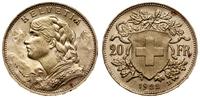 20 franków 1922 B, Berno, złoto  6.45 g, piękne,