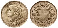 20 franków 1935 LB, Berno, złoto 6.44 g, piękne,