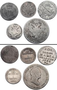zestaw 5 monet polskich z XVIII i XIX w, 2 grosz