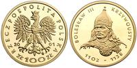 100 złotych 2001, BOLESŁAW KRZYWOUSTY, złoto 8.0