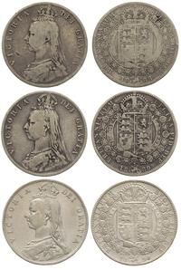 lot 3x 1/2 korony 1888/90, 1/2 korony 1888, 1889