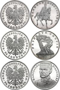 100.000 złotych 1990, USA, ZESTAW 3 MONET -WIELC
