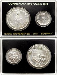 50 paise, 10 rupii 1972, ZESTAW MONET PAMIĄTKOWY