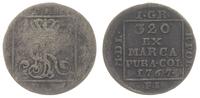 1 grosz srebrem 1767 , Warszawa, odmiana z węższ