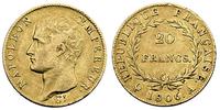20 franków 1806/A, Paryż, złoto 6.40 g