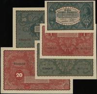 lot: 1/2, 1, 5, 10, 20 marek polskich 1919-1920,