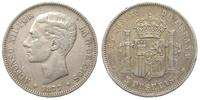 5 peset 1877/DE-M, Madryt, patyna, KM 676, Dav. 
