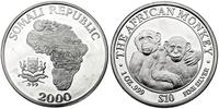 10 dolarów 2000, Małpy Afryki, srebro 31.1 g