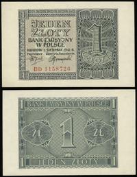 1 złoty 1.08.1941, seria BD, piękne, Miłczak 99b