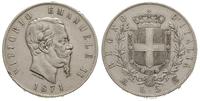 5 lirów 1871/M, Mediolan, srebro 24.96 g, KM 8.3