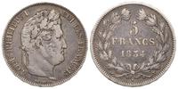 5 franków 1834/T, Nantes, srebro 24.92 g, patyna