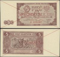 5 złotych 1.07.1948, seria AL 1234567 czerwony n