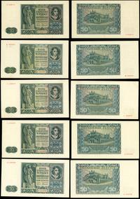 lot: 5 x 50 złotych 01.08.1941, serie A, B, C, D
