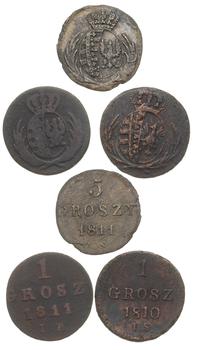 lot: 2x 1 i 5 groszy 1810/11, Warszawa, 1 grosz 