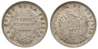 20 centavos 1909/H, srebro 4.01 g, KM 176