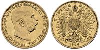 10 koron 1909, rzadki typ "Schwarz", złoto 3.38 
