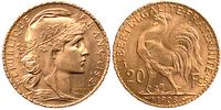 20 franków 1908, złoto 6.47 g