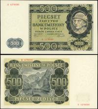 500 złotych 1.03.1940, seria B, ugięcie w połowi