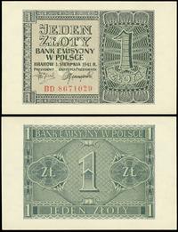 1 złoty 1.08.1941, seria BD, ugięcie w połowie, 