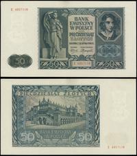 50 złotych 1.08.1941, ser. E, lewy górny róg nie