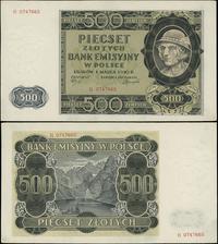 500 złotych 01.03.1940, seria B, ślady po przegi
