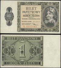 1 złoty 1.10.1938, seria IŁ, pięknie zachowany b